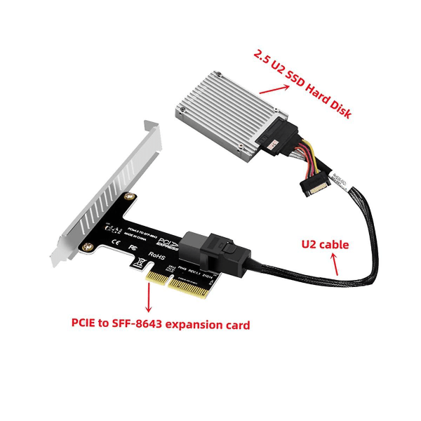 Pcie To Sff 8643 4x/8x Adapter Card 2 U.2 Port Card For Nvme Ssd Converter Hard Disk Expansion Card