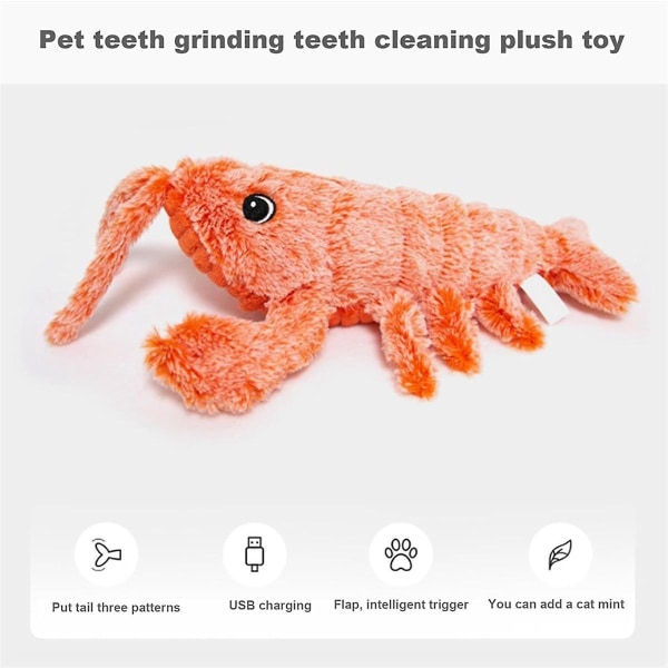 Floppy Lobster Hundelegetøj Plys Jumping Lobster Interactive Toy Motion Aktiveret Moving Pet Legetøj, Plus
