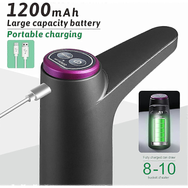 Vattendispenserpumpar - Dricksvattenpumpar, USB-uppladdningsbara vattenpumpar för flaskor, Automatiska vattenflaskpumpar för universella 3-5 gallons flaskor, Ind