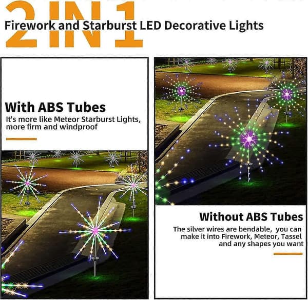 2 stk. 112 LED Fyrværkeri Solcellelamper