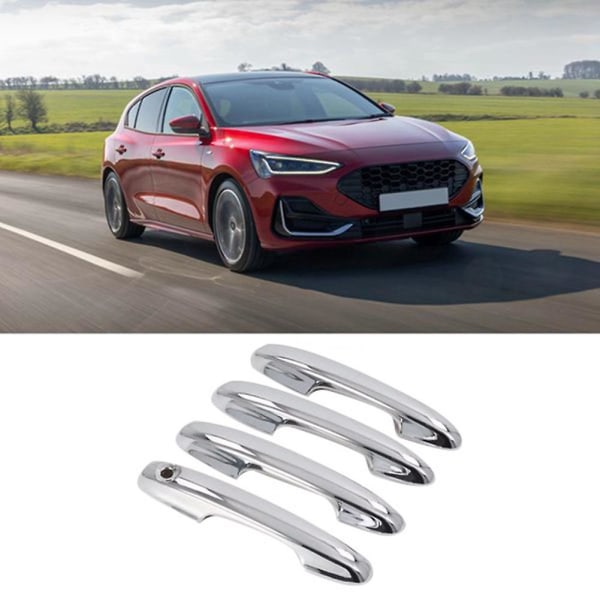 4st krom silver bil exteriör sidodörrshandtag cover trim utan smart hål för fokus 2019