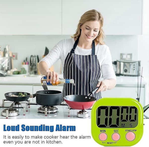 Magnetisk Digitalt Kjøkkentimer, Timer for Baking, Studier, Trening, Nedtelling og Opptelling med Høy Alarm - Grønn