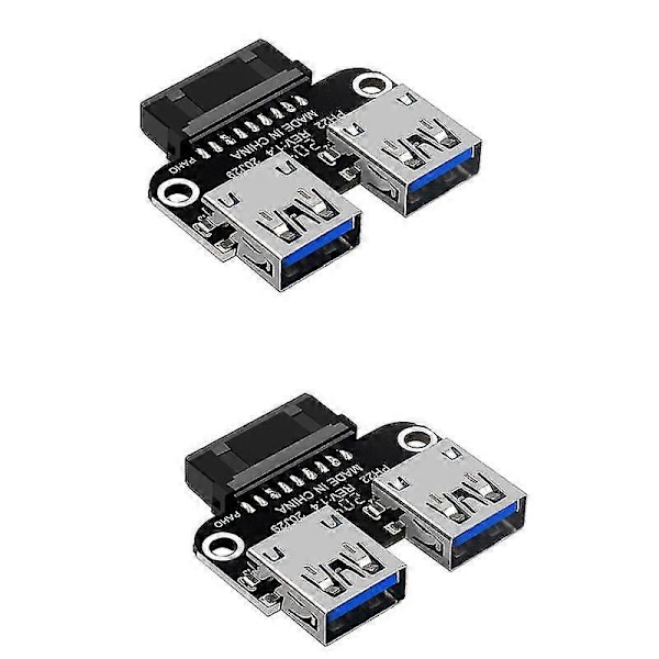 2 stk USB 3.0 Mboard Adapter USB 3.0 19 20 Pin Fe til Dobbel USB 3.0 A Fe Intern Er