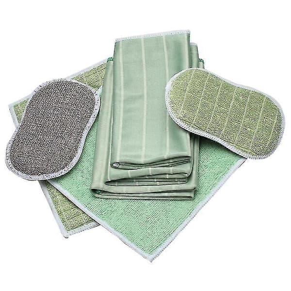 Set med 6 Bambu Mikrofiberdukar för Fönster Speglar Kakel Kropp Mikrofiber Bambu Glas Hushåll Badrum