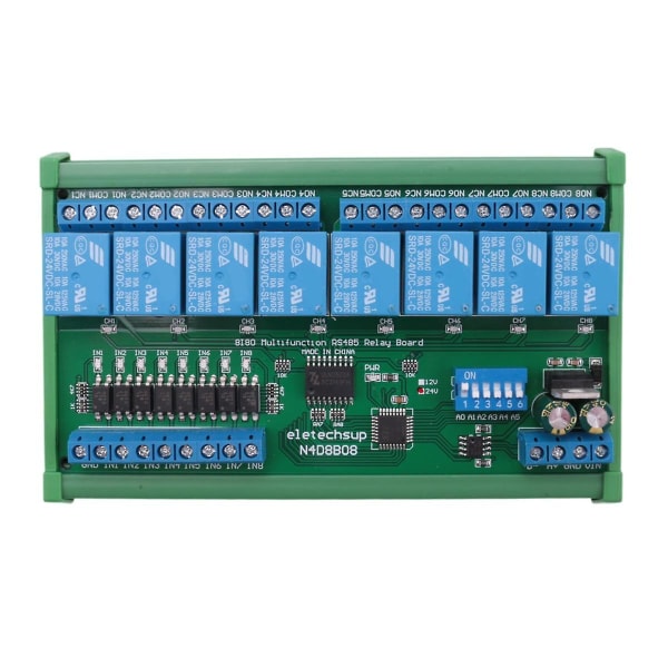 DC 24V 8 Ch RS485 Relay Board Modbus RTU UART Remote Control Switch DIN35 Rail Box for PLC Automation control