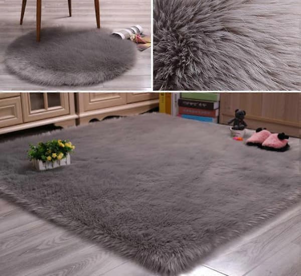 Rektangulært, lodne plyssteppe 60x90CM - Grå