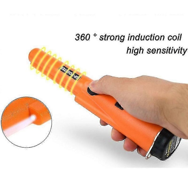 Handhållen metalldetektor 360 sidodetektering med LED-precisionsmetalldetektorskanner, Gul, 230 X 40 X 40 mm