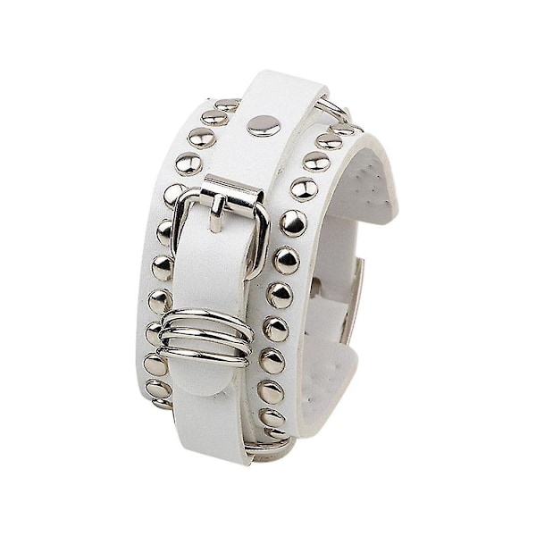 Unisex Punk Rocker Armband Gotisk Läder Manschett Med Spikar Nitar Dubbar Justerbart Armband För C