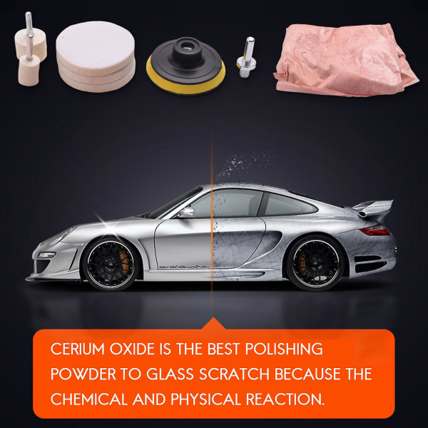 8 stk 120g Cerium Oxide Glass Polishing Kit for Deep Scratch Remover for Windscreen Windows Glass Cl