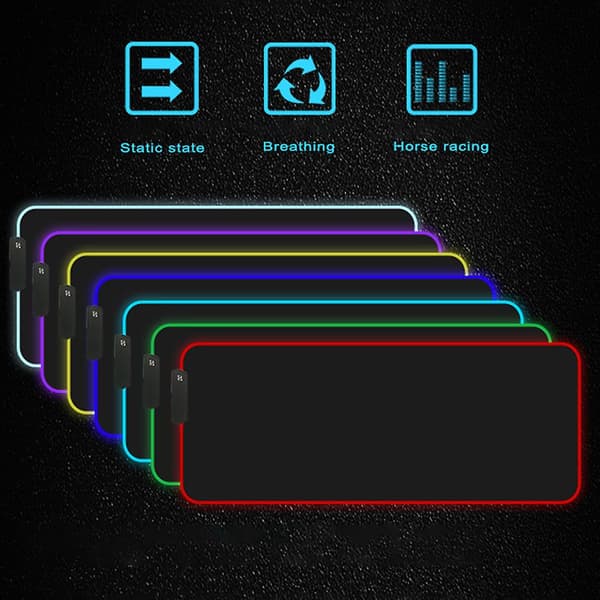 LED Lysende Fargerik RGB Lys Anti-Skli Gaming Musematte for Datamaskiner