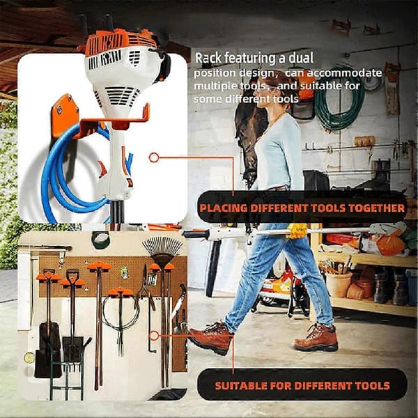 2 stk. Weedeater Henger Anti-Skli Solid String Trimmer Holder Multifunksjonell Garasje Veggkroker