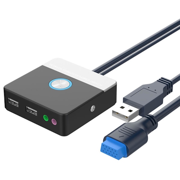 Dobbelt USB-porte 2 Lydgrænseflader Desktop Computer Kabinet Strømforsyningskontakt