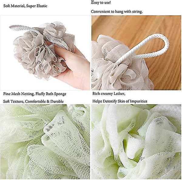 Mesh Pouf Badesvamp Eksfolierende Brusebold Pom Pom Rengøringstilbehør