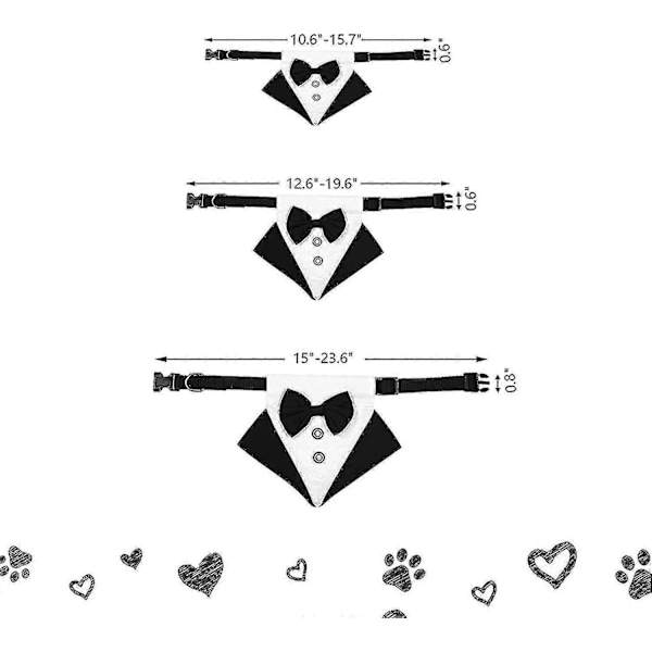 Juhlava koiran smokki, 2 osaa hääkoiran bandana-panta, bandana-koirille, säädettävä koiran smokkipanta pienille keskikokoisille ja suurille pennuille (s 10.6in15.7 Banmo