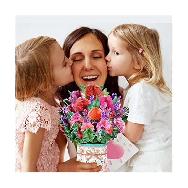 Pop-Up-kukkakimppu onnittelukortit henkilölle , Paperinen kukka ponnahduskortti 3D-syntymäpäiväkortit Äitienpäivä G