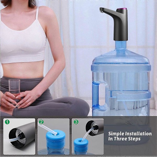 Vattendispenserpumpar - Dricksvattenpumpar, USB-uppladdningsbara vattenpumpar för flaskor, Automatiska vattenflaskpumpar för universella 3-5 gallons flaskor, Ind