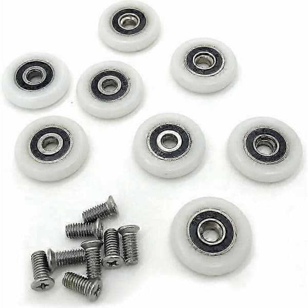Sett med 8 erstatningshjul for dusjdører med 23 mm diameter