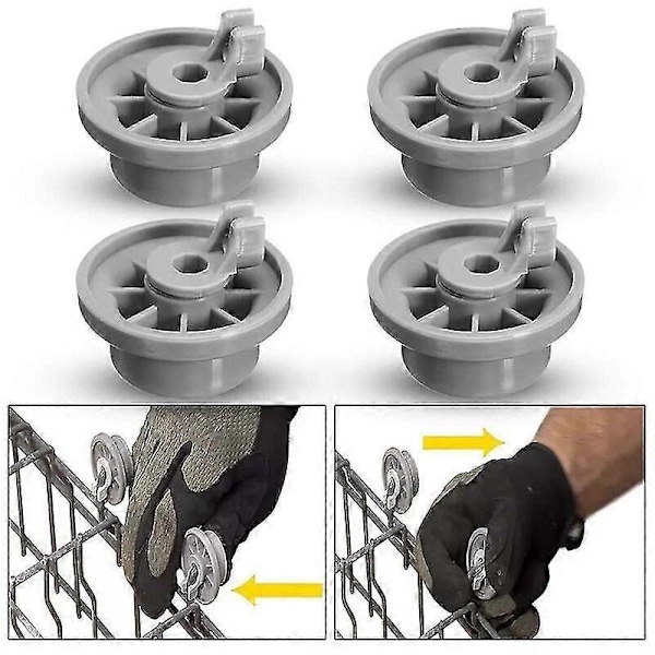 4 st. Diskmaskinsunderredets hjul för Neff & Siemens Grå 165314