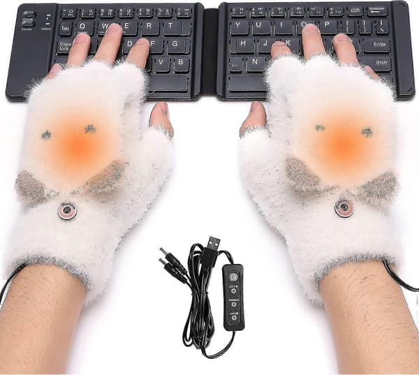 USB Opvarmede Handsker Kvinder Opvarmede Handsker Fingerløse Opvarmede Handsker Bløde Varme USB Handsker Bedste Vintergavevalg, Vaskbare