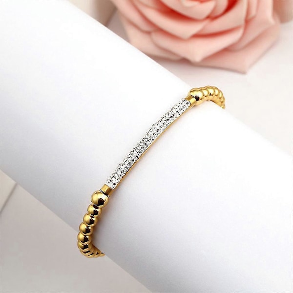 Klassiskt Pärlarmband Zirkon Strass Armring Stretchkedjor För Kvinnor