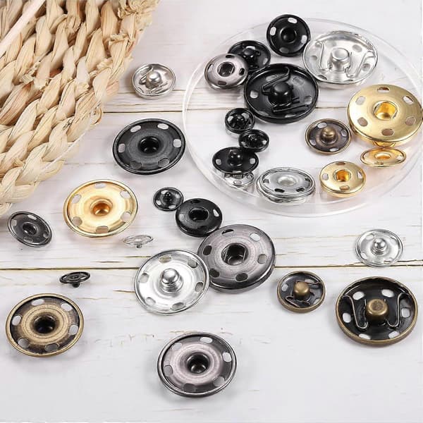 200 Sett Sy Knapptrykknapper, 12 mm Trykknapper Metallknapper for Klær DIY Håndverk
