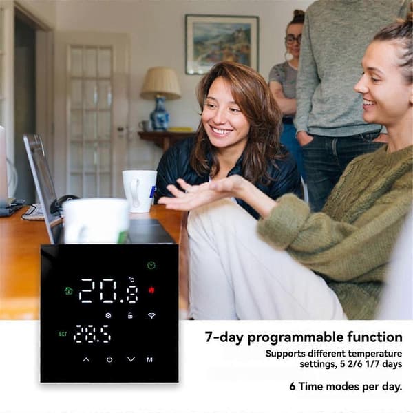 Tuya Smart WiFi Gulvvannvarme Veggkjele Varmetermostat Programmerbar Stemmekontroll Bakl