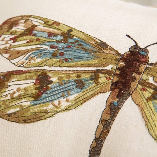 Broderad Dekorationskudde Örngott Bondgård Bomull Linne Kuddfodral Prydnadskuddar För Soffa 45 x 45 cm (csdragonfly)