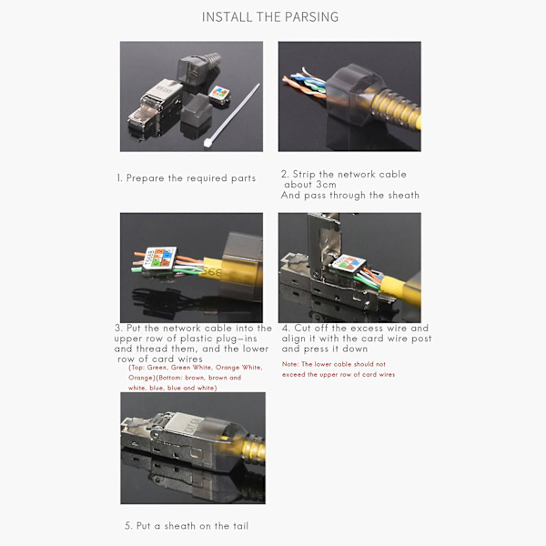8 kpl Työkaluttomat Suojatut RJ45 Cat 7 Pääte Pistokkeet Cat7 Pistokkeet / Cat7 Liittimet Modulaariset 2