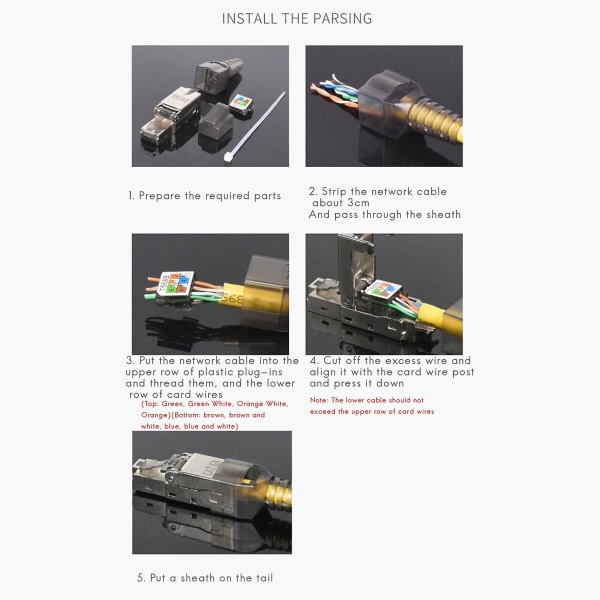 8 stk. Værktøjsfrie Afskærmede RJ45 Cat 7 Afslutnings stik Cat7 Stik / Cat7 Connector Connectors Modulære 2