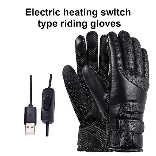 1 Par USB-drivna Universal Motorcykeluppvärmningshandskar med USB-strömbrytare