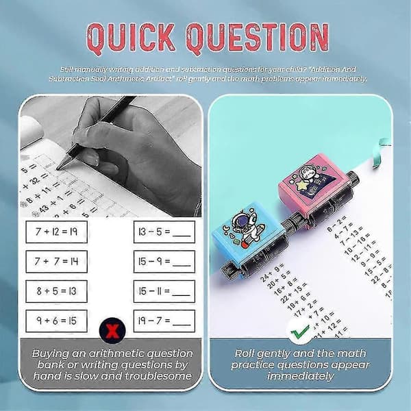 2 stk./sæt Addition og Subtraktion Undervisningsstempler Smart Matematik Rullestempler Øvelsesværktøjer
