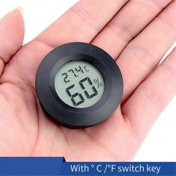 8 stk. Mini LCD Digitalt Termometer Hygrometer Rund Temperatur