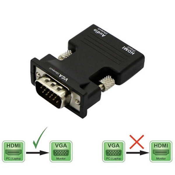 Hunn til VGA Hunn Konverter med Lydadapter, Støtter 1080p Signalutgang