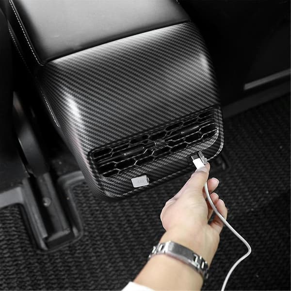 Til Model 3 Model Y 2021-2023 Bil Bageste Luftkonditioneringsventilationsdæksel Trim Interiørtilbehør Abs B