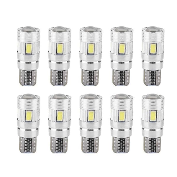 10 stk T10 5630 6SMD W5W Bil Dekoding LED Canbus Pære Feilfri Sidemarkør Nummerplate Lys