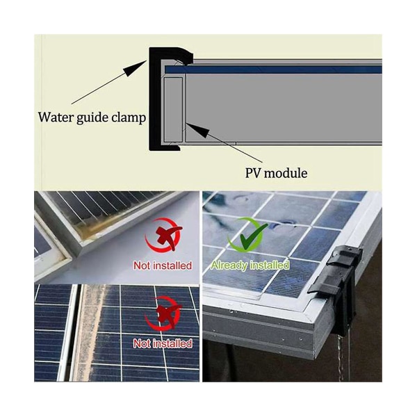 20 stk solcellepanel dreneringsspenne Overflateplate Solpanel Vannavløpsklips for solcellepanel