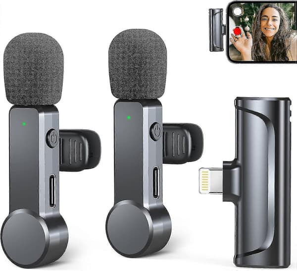 Trådløs Lavalier Mikrofon Til Iphone/ipad/ios, 2stk Mini Trådløs Mikrofon Med Støjreduktion/dæmpningsfunktion Til Youtube, Tiktok, Vlog, Facebook