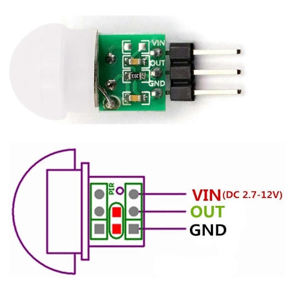 AM312 PIR Sensor, 5-pakning PIR Bevegelsessensor Utendørs Mini Pyroelektrisk Infrarød PIR Human IR Sensor Mo