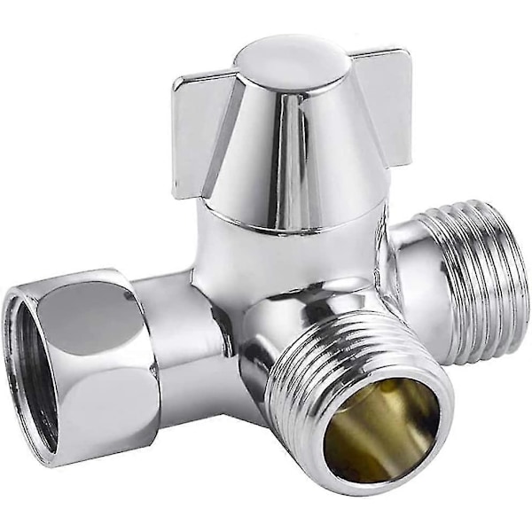 Solid Messing 3-veis Ventil, 3-veis Diverter Ventil Bryter, 3-veis Dusj Diverter Ventil, G1/2\" T-adapter