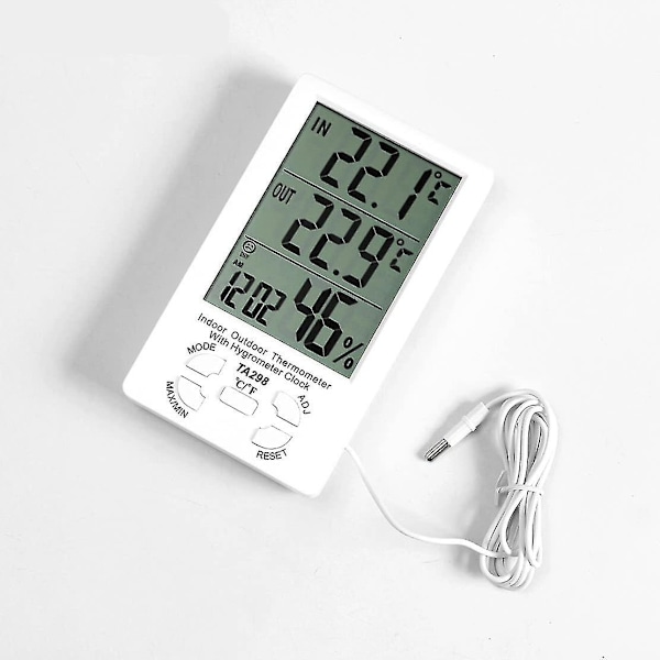 Ta298 Digital Lcd Indendørs Og Udendørs Temperatur Hygrometer Temperatur Og Fugtighed Møde Møde Møde Til Huset, Kontoret Og Hotel, Hospit