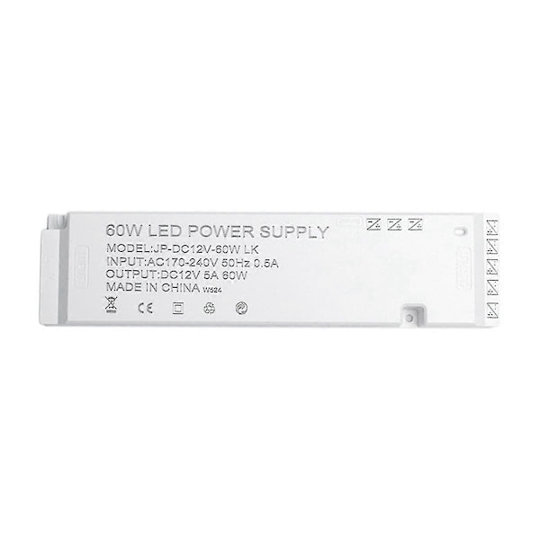 AC220V til DC 12V Belysningstransformator LED Skaplys Stripelys Strømforsyning Port Driver 60W EU