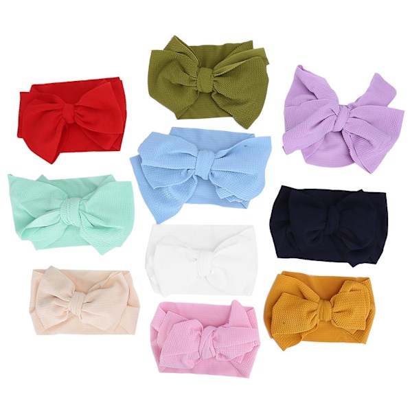 10pcs Bow Headband Nylon Elastic Head Wrap Hair Band Accessories For Baby Infants Children