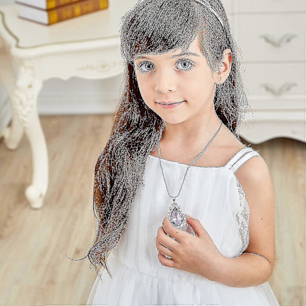 Sofia Prinsessdräkter Smycken För Små Flickor - Droppformad Ametist Hängsmycke Halsband Amulett