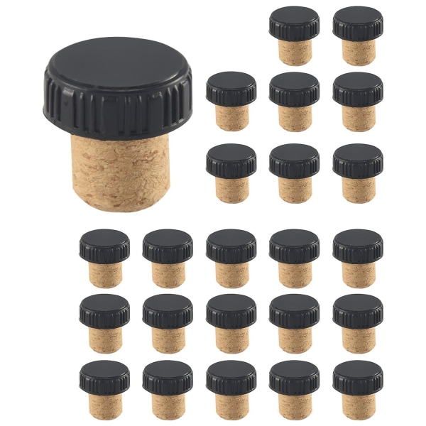 24 stykker korkplugger Korkstoppere Smakskorker T-form vinkorker med topp trevinflaske Sto
