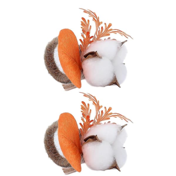 Serviettringer 2 stk. Dekorative simuleringsblomsterholdere for bryllup, bursdag, blad, bomull