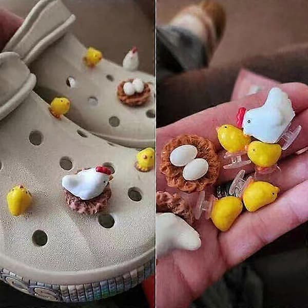 3D Sko Charms Søte Kyllinger for DIY Matchende Sko Tilbehør Manuell Sko Dekorasjon for Barn Gutter Jenter Menn Kvinner Fest