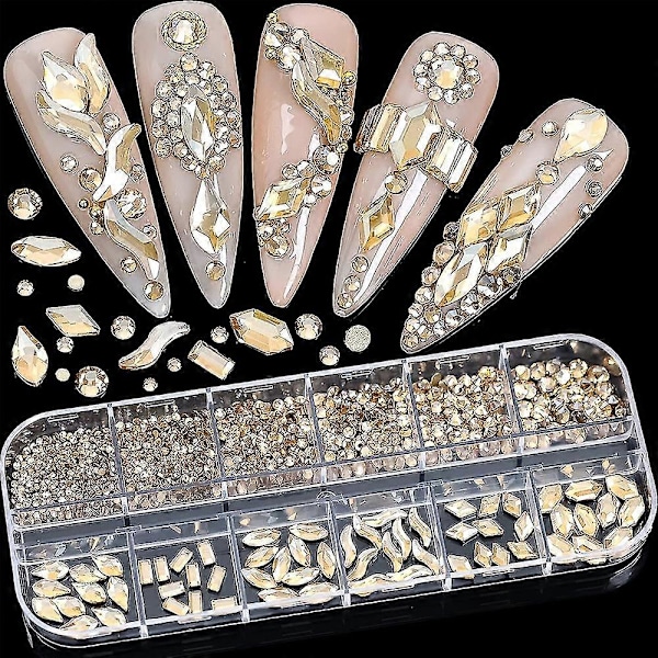 Krystaller Neglekunst Rhinestones for Neglekunst Håndverk Klær Sko DIY Dekorasjon Juveltilbehør