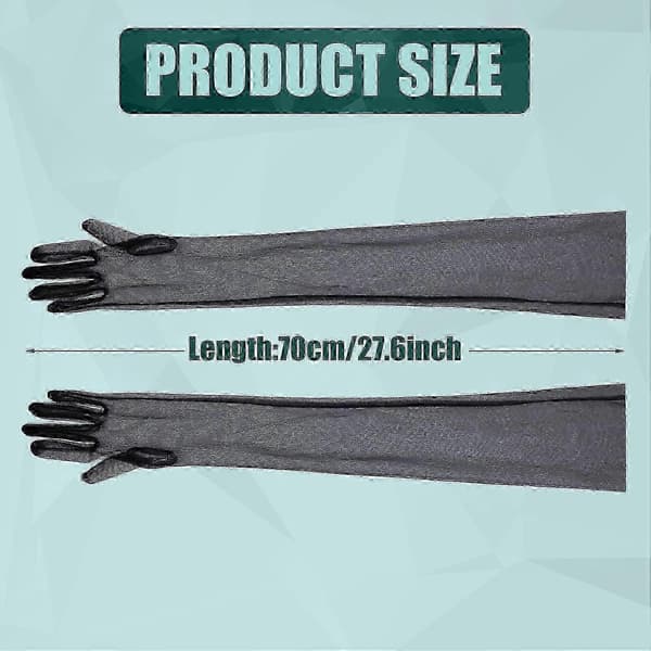 Lange, elastiske hansker for kvinner, albuelengde 70 cm, transparente lange tyllhansker
