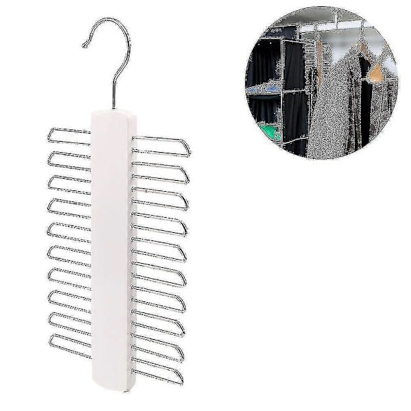 Slipsbälte Rack Tillbehör Organiserare Klädhängare (1 st - vit Banmo