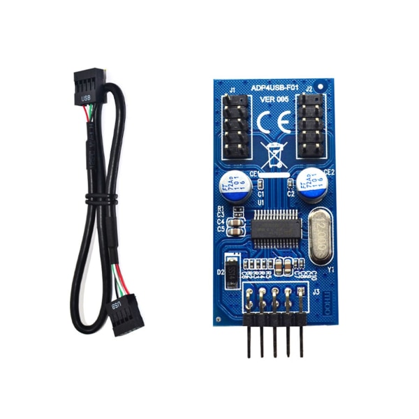 2x Moderkort 9-stifts USB-huvud till 2 hanadapterkort USB2.0 9-stifts till dubbla 9-stiftskontaktdelare